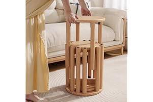 WOODSWHISPER Stackable Stools Set of 4,4-in-1 Wood Stool,Round Wooden Stools with Anti-Slip Foot Pads for Kitchen,Bedroom,Living Room,Bar,No Assembly Required Durable and Space-Saving Design,18 inch (Natural)
