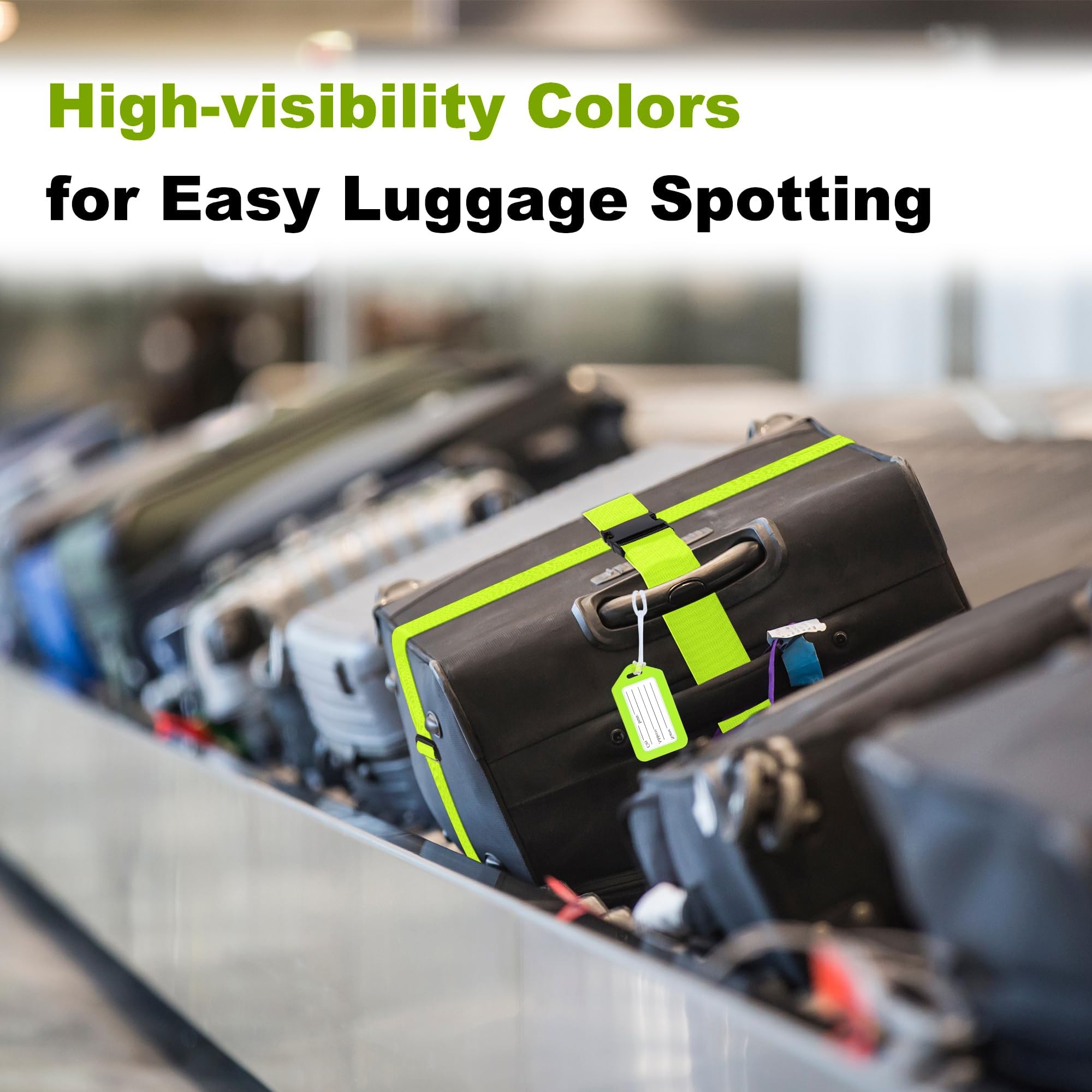Gostwo 8 Pack Luggage Straps and Tags Set - 4 Straps, 4 Tags, TSA Approved Suitcase Belt, Green