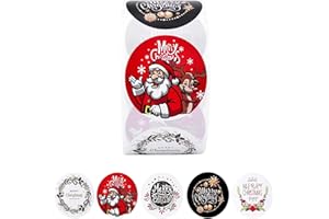 Christmas Sticker, 500 Pcs Merry Christmas Seals Label Round, Hot Stamping Stickers with Self Adhesive Labels for Christmas D