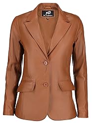 Jild Classic 2-Button Lambskin Leather Blazer Women
