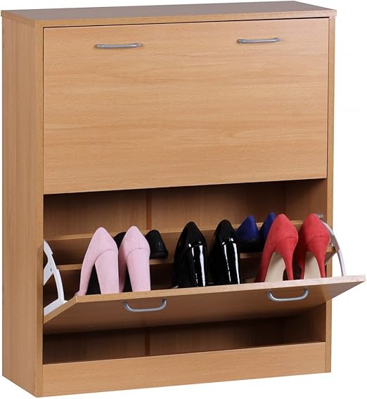 Wohnling Schuhkipper Sarah Kommode Schmal Schuhschrank Zu Cabinet Schuhkommode Flur Holz 75 Cm Breit 87 Cm Hoch 24 Cm Tief 20 Paar Schuhe Doppelreihe Geschlossen Garderobe 2 Klappen Doppelt Buche Amazon De Kuche Haushalt