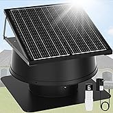 Solar Attic Fan with Thermostat, 12" Solar Roof Vent Fans | 55W Solar Panel,1200CFM, Cools up to 1800Sq.ft, 24/7 Runtime | Solar Attic Vent Exhaust Fans for House Roof Mount with 65FT Remote Control
