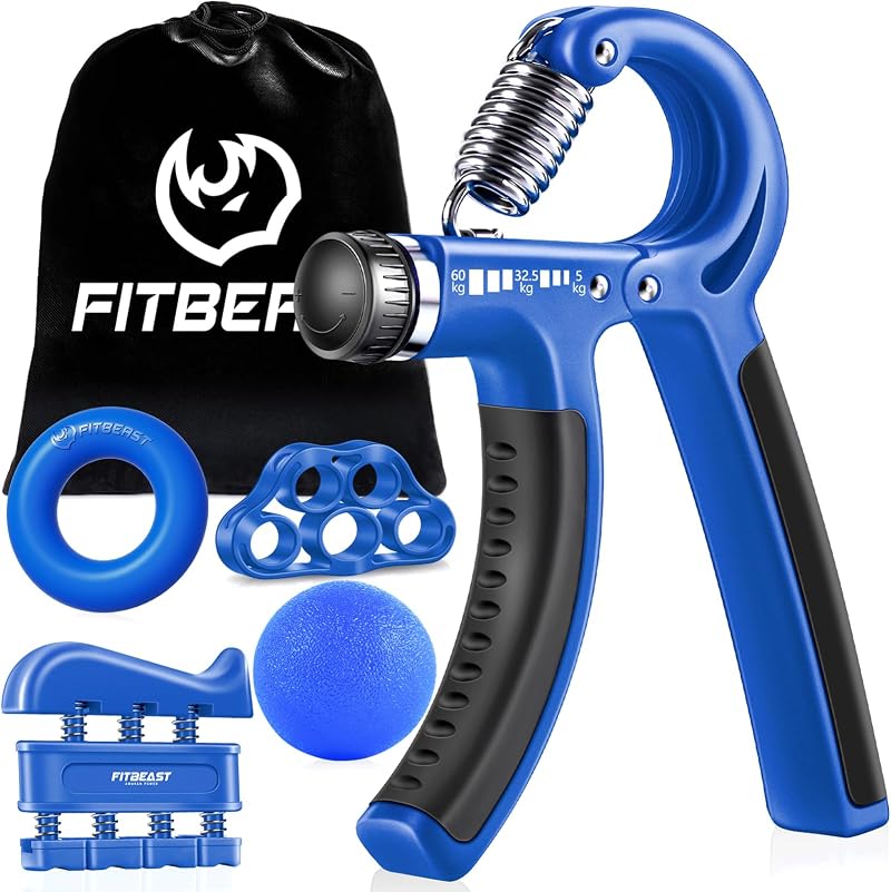 FitBeast Grip Strengthener 5 Pack Adjustable Forearm Hand Grips Kit