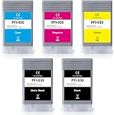 Meagiis PFI-030 Ink Cartridge Compatible for Canon imagePROGRAF TA-20 TA-30 | PFI-030 Pigment Ink Tank PFI-030MBK PFI-030BK PFI-030C PFI-030M PFI-030Y, 55ML 5-Pack (MBK/BK/C/M/Y)