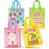 STYPOP 16 Pack 9" Easter Bags for Kids, Non-Woven Gift Bags with Handles, Reusable Easter Baskets for Kids Egg Hunts/Party Favor Supplies, 9.3"*7.7"*4.3"
