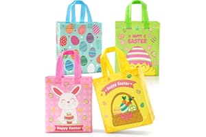 STYPOP 16 Pack 9" Easter Bags for Kids, Non-Woven Gift Bags with Handles, Reusable Easter Baskets for Kids Egg Hunts/Party Favor Supplies, 9.3"*7.7"*4.3"