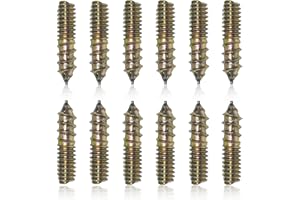 LOUZAGO 12 Pcs Hanger Bolts, 1/4-20" x 1-1/2" Double Headed Screws Self-Tapping Wood Dowel Screw for Furniture (1/4-20" x 1-1/2")