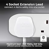 Masterplug Four Socket Extension Lead 1m White 13A 4-Way BS1363-2 view 2