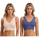 Lucky Brand Women's Seamless Bra - 2 Pack Super Soft Wire-Free Comfort Lounge Bras for Women (Sizes: S-XL)