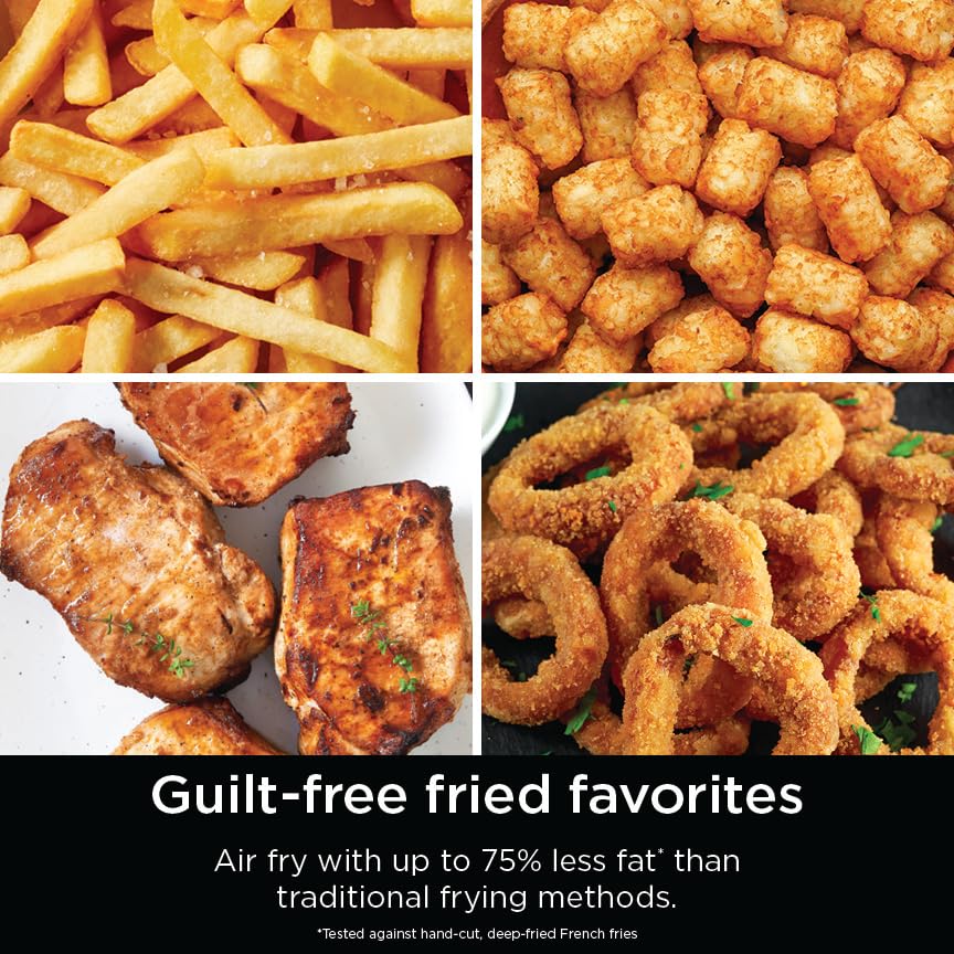 Freidora de aire inteligente Ninja DoubleStack XL de 2 cestas, sistema de cocción inteligente, tecnología DoubleStack Cocine 4 alimentos a la vez, diseño que ahorra espacio, 10 QT, 6 en 1, cocción inteligente con acabado y combinación, freír al aire, asar, hornear SL451