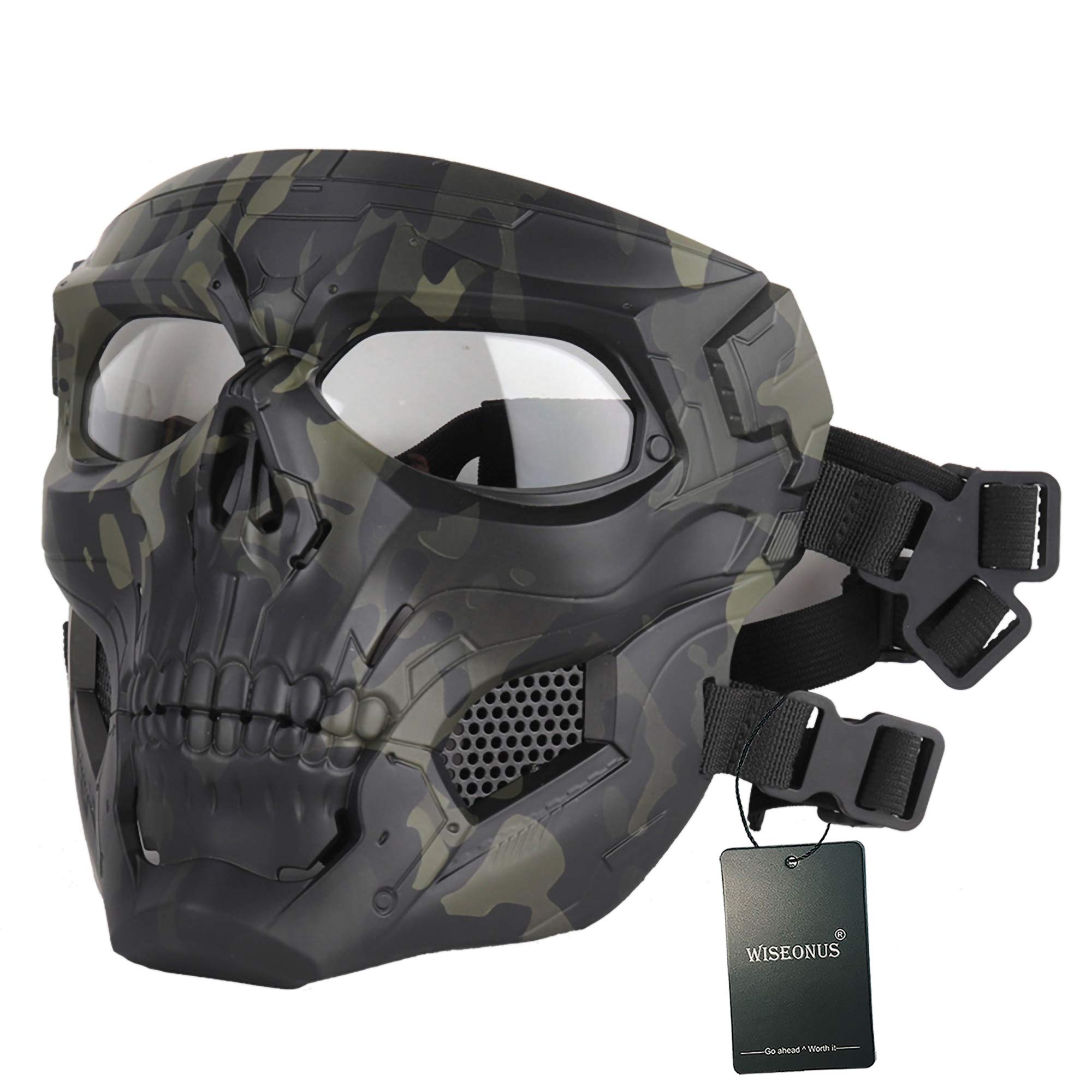 Airsoft Mask Tactical Paintball Skull Mask Eye Protective Gear Full Face Mask for Halloween Hunting CS Wargame (BCP)