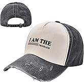 I Am The Problem Funny Baseball Caps Adult Vintage Washed Denim Adjustable Baseball Hat for Men Women Black and White