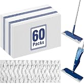 60 Pack Disposable Microfiber Cleaning Pads for Bona Mop | Heavy-Duty Replacement Pads Compatible with 15-18 inch Spray Flat Mops | Multi-Surface Hardwood Floor Cleaner Pad Refills