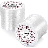 CEWIFO 1mm Stretchy Bracelet String, 2 Rolls of Crystal Clear Elastic String for Bracelets, Stretchy Bracelet String, Necklaces, Beading, and Jewelry Making (200 m)