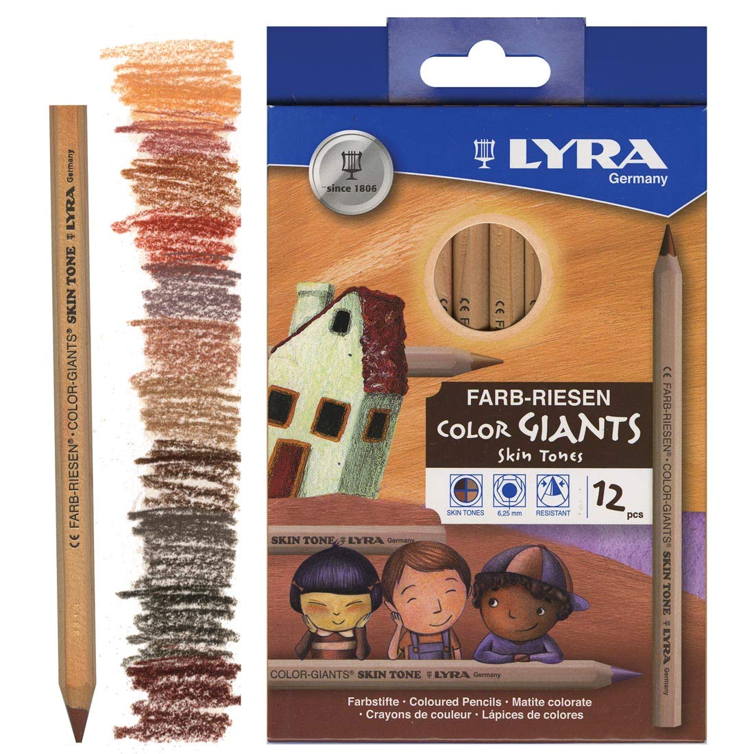 LYRA Color Giants Chunky Wooden Coloured Pencils, Hexagonal, 6.3mm Lead, 12 Assorted Colours, Ideal for Children and Schools — image 1