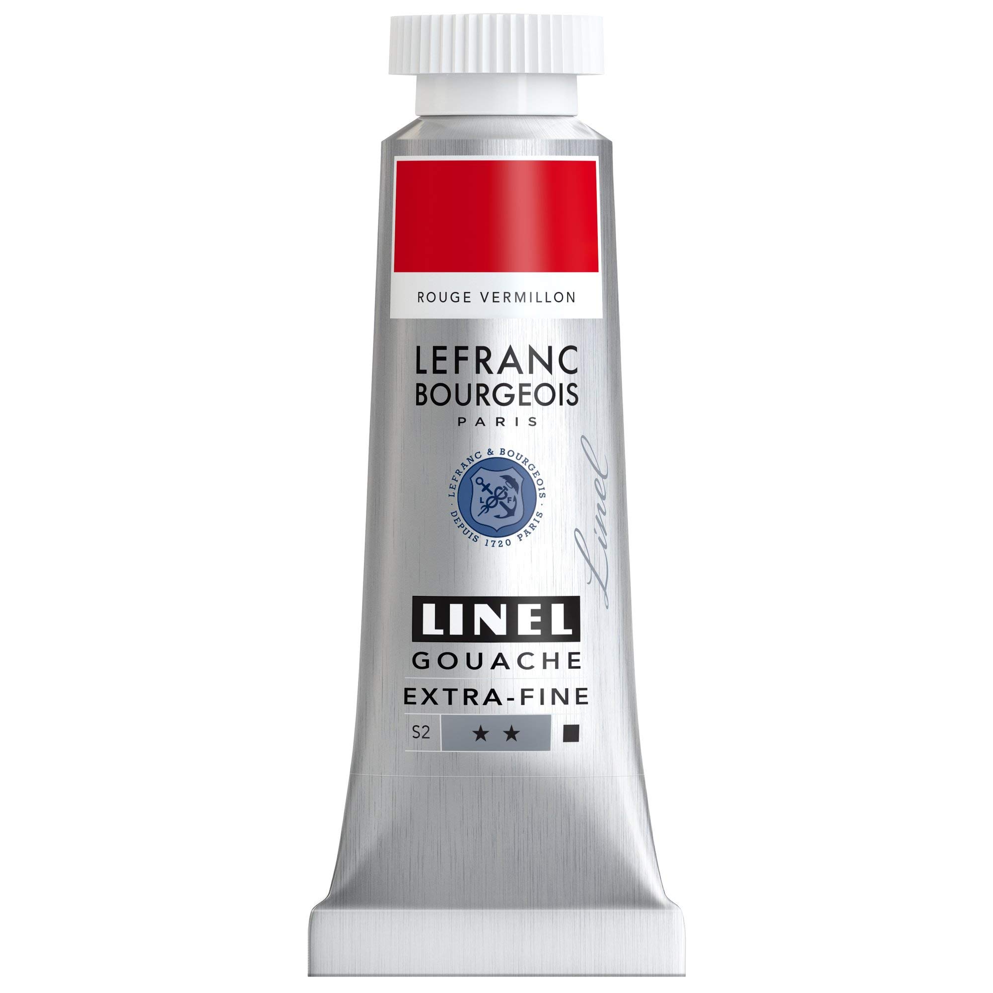 Lefranc & Bourgeois 301171 Linel Gouache Extra Fine and Smooth Watercolours with Maximum Colour Intensity, Luminosity for Streak-Free Application, 14 ml Tube - Vermilion Red Colour — image 1