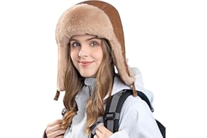 KAICAILA Trapper Hat with Faux Fur Linning Eskimo Windproof, Women Winter Warm Hats Men's Russian Ushanka Hunting Hat