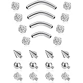 Wrlcorly Eyebrow Piercing Jewelry 16G Surgical Steel Curved Barbell Tiny Eyebrow Ring Vertical Labret Lip Rook Helix Conch Daith Earring Navel Belly Button Tongue Rings for Women Men 6mm/8mm/10mm/12mm
