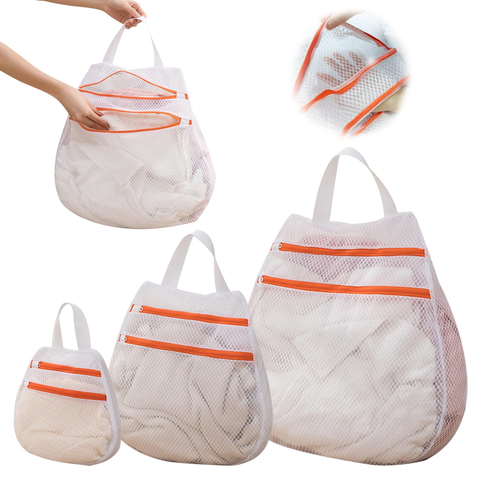KASESSS 3 Pcs Laundry Bags for Washing Machine, Reusable Washing Machine Bag, Zip Mesh Laundry Bags with Handle Washing Bags for Laundry, Delicates Wash Bag for Underwear Tshirts Bra Baby Clothes