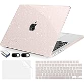 MecBevia for MacBook Pro 14 inch Case M5 M4 M3 M2 A3434 A3112 A3401 A3185 A2918 A2992 A2779 M1 A2442 Pro Max Chip (Released 2025 to 2021), Hard Shell Cover for MacBook Pro 14", Sparkly SakuPink