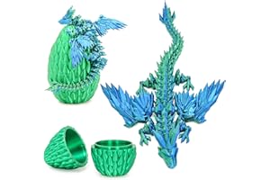 Mydhall Flying Dragon Eggs, 3D Printed Dragon Egg with Articulated Dragon Inside, Toys for Kids, Home Decor, Creative Ornaments, Birthday Gifts for Kids, Easter (Forest Green,Medium)