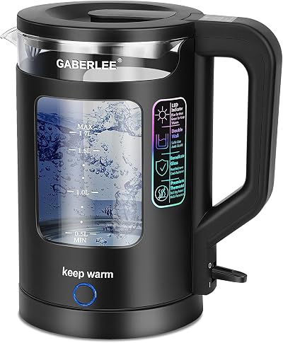 Gaberlee Electric Kettle 1.7L 3000W Glass Speed Boil Auto Shut Off Keep Warm