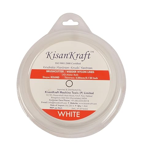 Kisan Kraft Plastic Manual Brush Cutter/Weeder Nylon Lines (40 m Rolls, 23 x 20.5 x 5.5 cm, White)