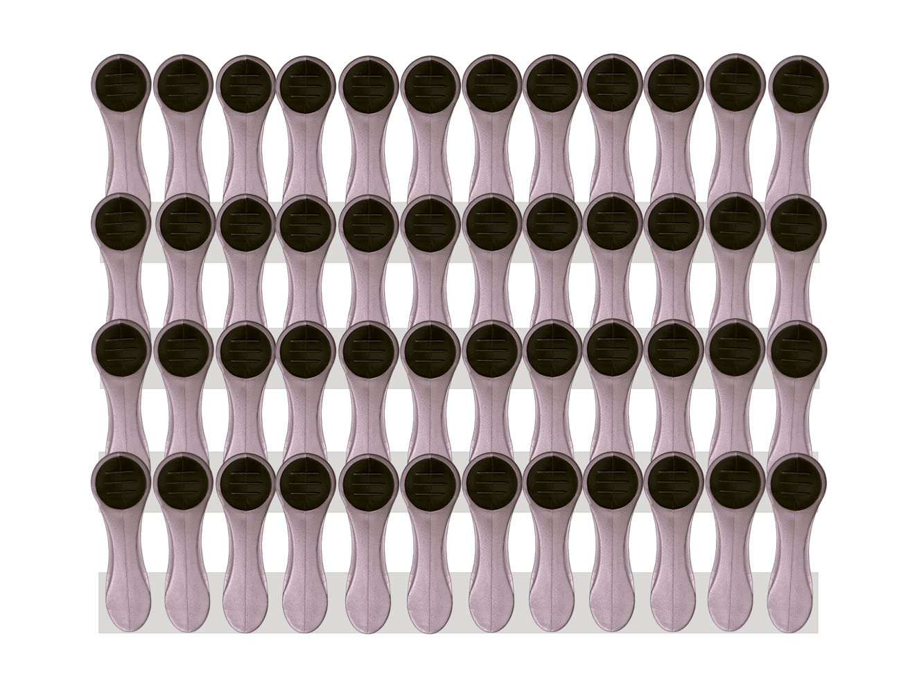 48 Clothes Pegs with Soft Grip - Silver, Grey