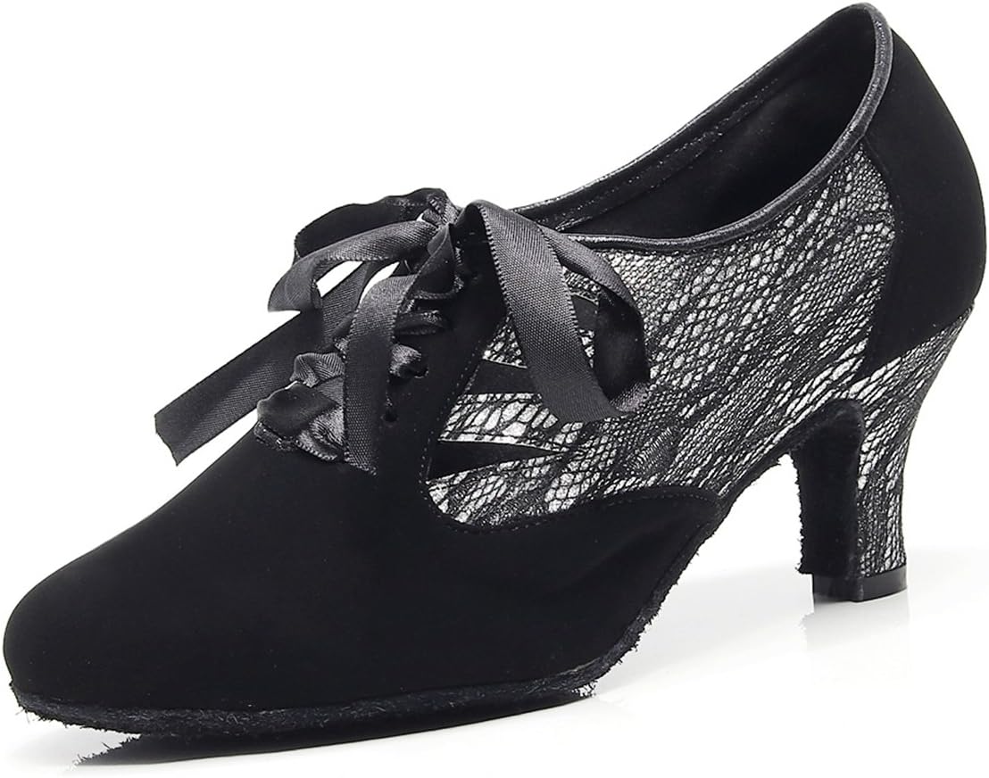 Minishion Zapatillas de Baile para Mujer, de Ante con cordón, para