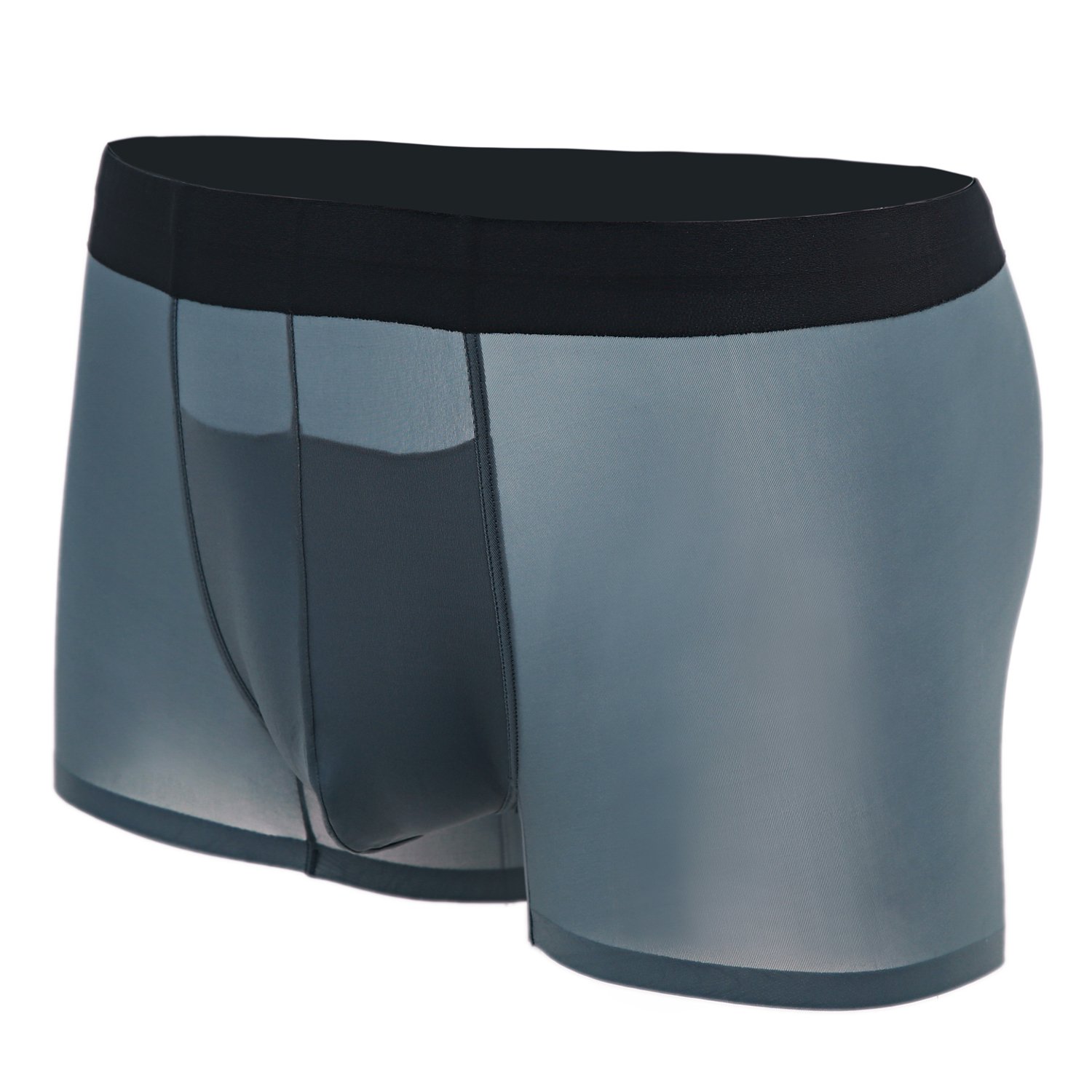 MU BAMBOO Soft Thin Men\'s Underwear Light Breathable Sports-Inspired Comfortable Boxer Shorts Quick-Drying Boxer-Brief Grey Blue XXL