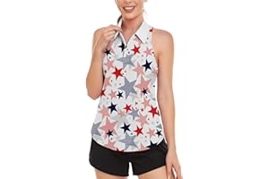 Soneven Womens Sleeveless Golf Shirt Moisture Wicking Athletic Golf Tank Top Printed Polo Tennis Shirts (XS-3XL)
