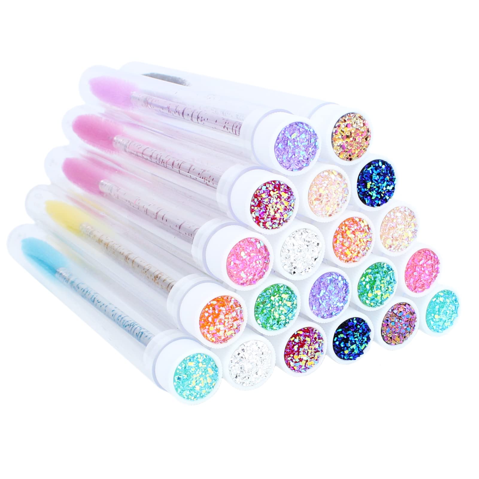 Photo 1 of 20 Sets Mascara Wand Tube Set Diamond Mascara Brushes Eyelash Spoolies Brush Makeup Tool Applicator Eyelash Brush Tubes Makeup Brush (Diamond-MlX)