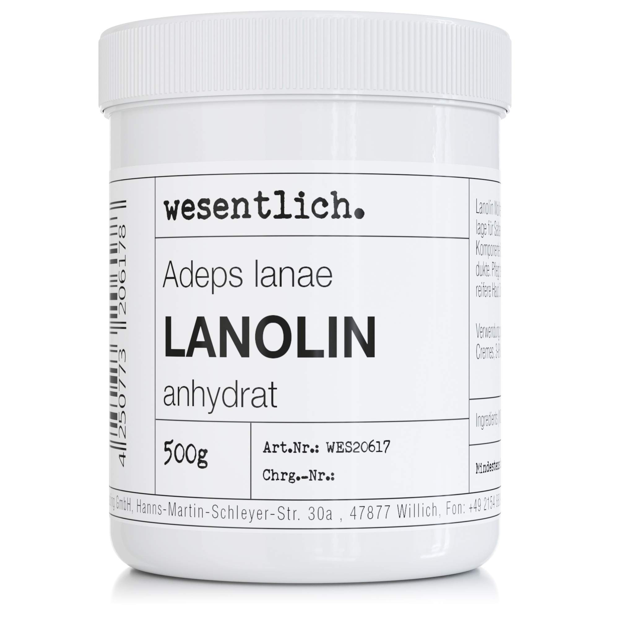 Lanolin Wool Grease Anhydrate 500 g Water- and Hardly Odour Wool Wax from Essential.