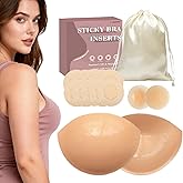 JULZYTH Double Sided Sticky Bra Inserts | Natural Push Up Adhesive Bra Pads | Stick on Bra for Bikini Swimsuits