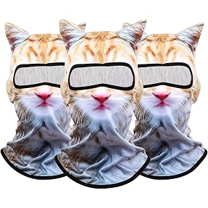 Quuztao 3PCS 3D Cat Ski Mask, Funny Animal Sheisty Breathable Mask for Party Festivals Skiing Riding & Outdoor