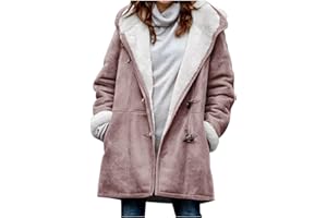 maisdgop Plus Size Winter Coats for Women Fleece Lined Button down Sherpa Fur Hooded Coat Parka Peacoat Outerwear Jackets