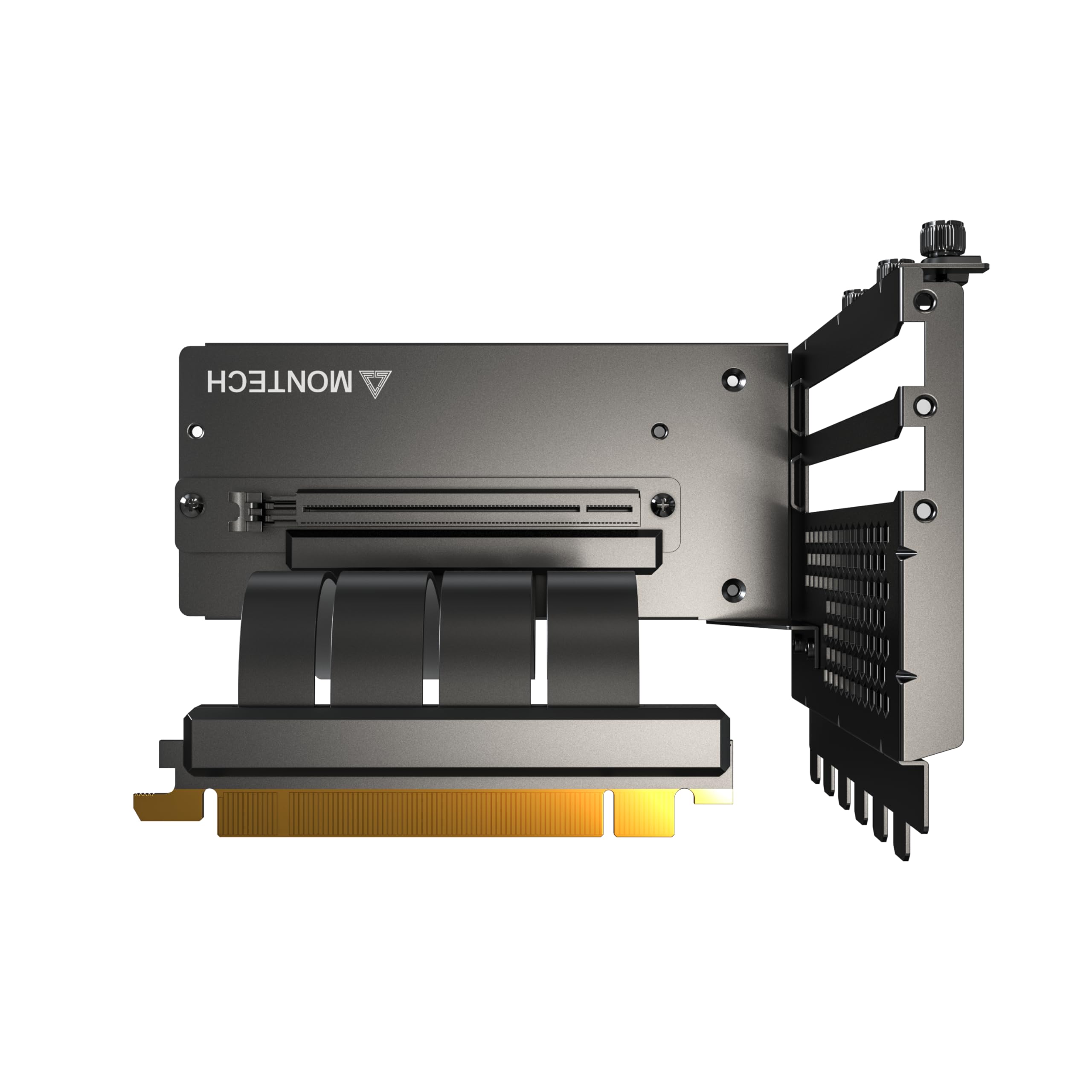 VGM 2 Vertical GPU Mounting Kit, High-Speed PCIE 4.0 x 16 Riser Cable, 244mm Flexible Extender Card with 90-Degree Extension Port, Only Support 7 PCIe Slots Full-Break, 3 Slots GPU Holder - Black