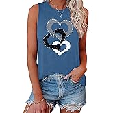 LOOKFACE Women's Sleeveless Tank Top with Triple Heart Graphic Print Cute Tunics