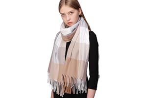 RIIQIICHY Plaid Scarfs for Women Fall Winter Scarves Pashmina Shawls and Wraps for Evening Dresses