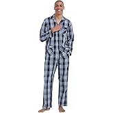 kolipajam Men Cotton Pajama Set For Men 2 Piceces Plaid Comfy Nightwear PJS With Pockets