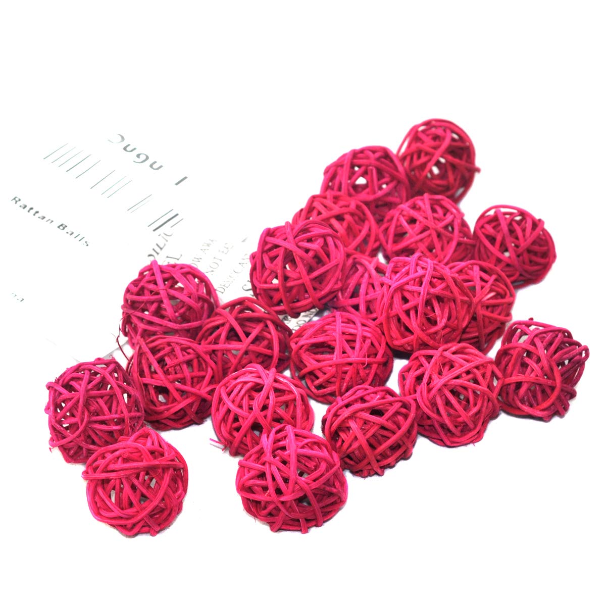 Ougual Natural Wicker Rattan Balls Table Wedding Party Hanging Wobble Ball Christmas Decoration (3cm, 20pcs, Rose Red) — image 1
