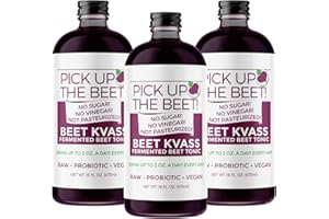 PICK UP THE BEET Organic Beet Juice Beet Kvass 48 Ounces (3 16 Ounce Bottles) from Garden Goddess Ferments, Nitric Oxide Superfood for Improved Circulation, Blood Pressure, Iron Supplement, and Hangovers - Sugarfree