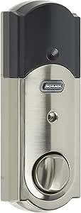 SCHLAGE Z-Wave Connect Camelot Touchscreen Deadbolt with Built-In Alarm, Satin Nickel, BE469 CAM 619, Works with Alexa via SmartThings, Wink or Iris
