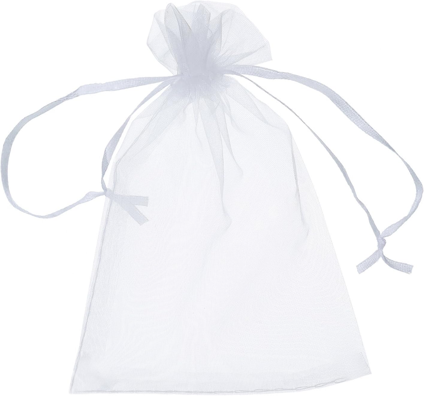 SoSoBiu 115Pcs 4"x 6" Organza Bags Drawstring Organza Pouches for Jewelry Wedding Party Favor Gift Bags (White)