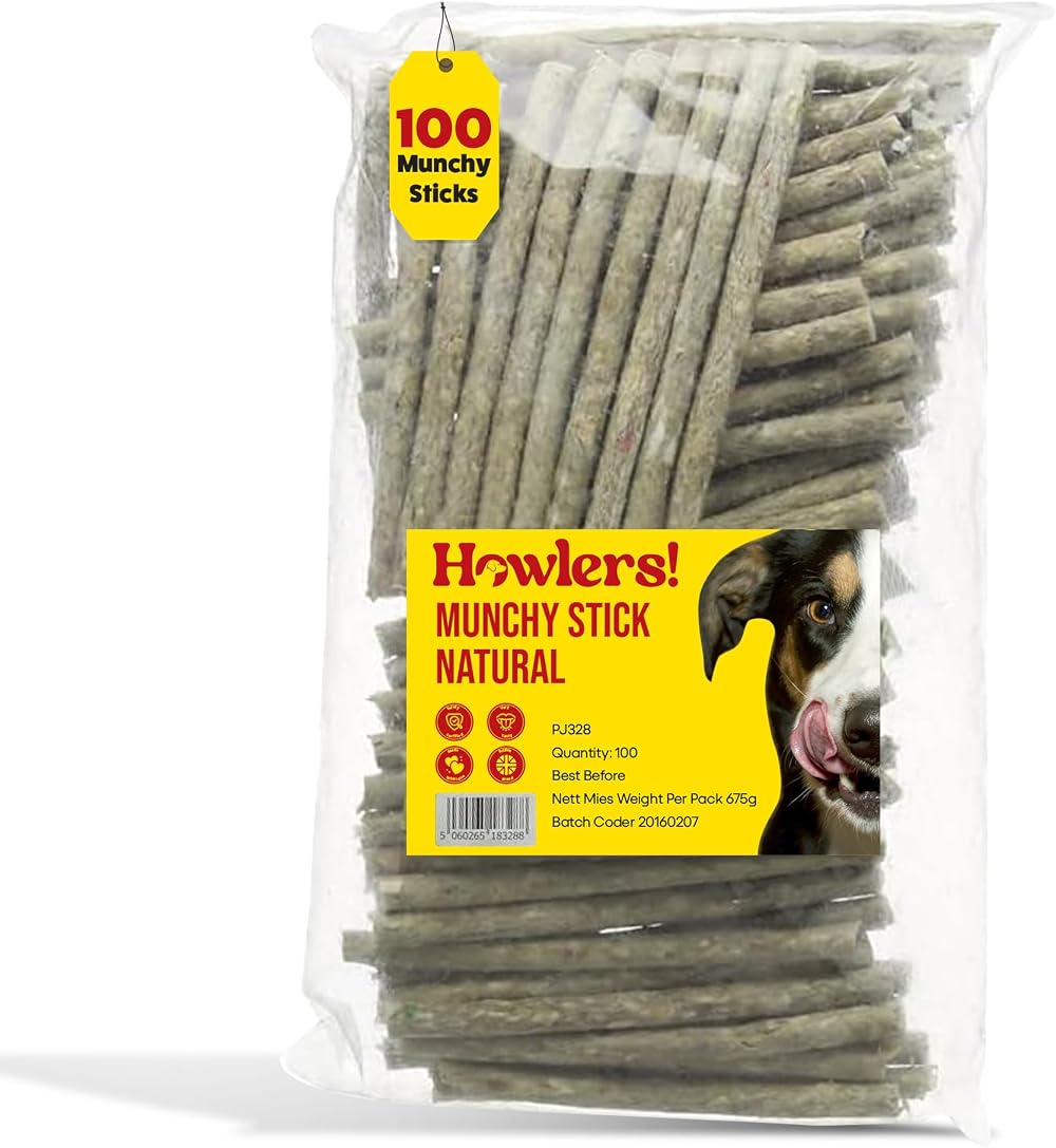 HOWLERS Natural Rawhide Dog Chew Sticks 12.5cm Pack of 100