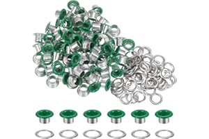 HARFINGTON 100PCS Grommets Eyelets 1/4 Inch (6mm) ID Hole Metal Self Backing Eyelet with Washers for Shoes Leather Bead Cores Canvas Tag, Green