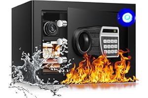 TORUKEEP 1.3 Cuft Safe Box, Home Safes with Digital Combination Lock, Anti-Theft Safety Box with Digital Keypad, Smart Alert System, Spare Keys, Removable Shelf, LED Light, Personal Document Safe