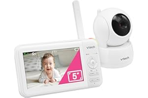 VTech Video Baby Monitor with 5" LCD Screen, Up to 17Hrs Video & 31Hrs Audio Battery Life, Night Vision, 1000ft Range, Pan-Tilt-Zoom, Lullabies, Soothing Sounds, Temperature Sensor, No WiFi: 924W