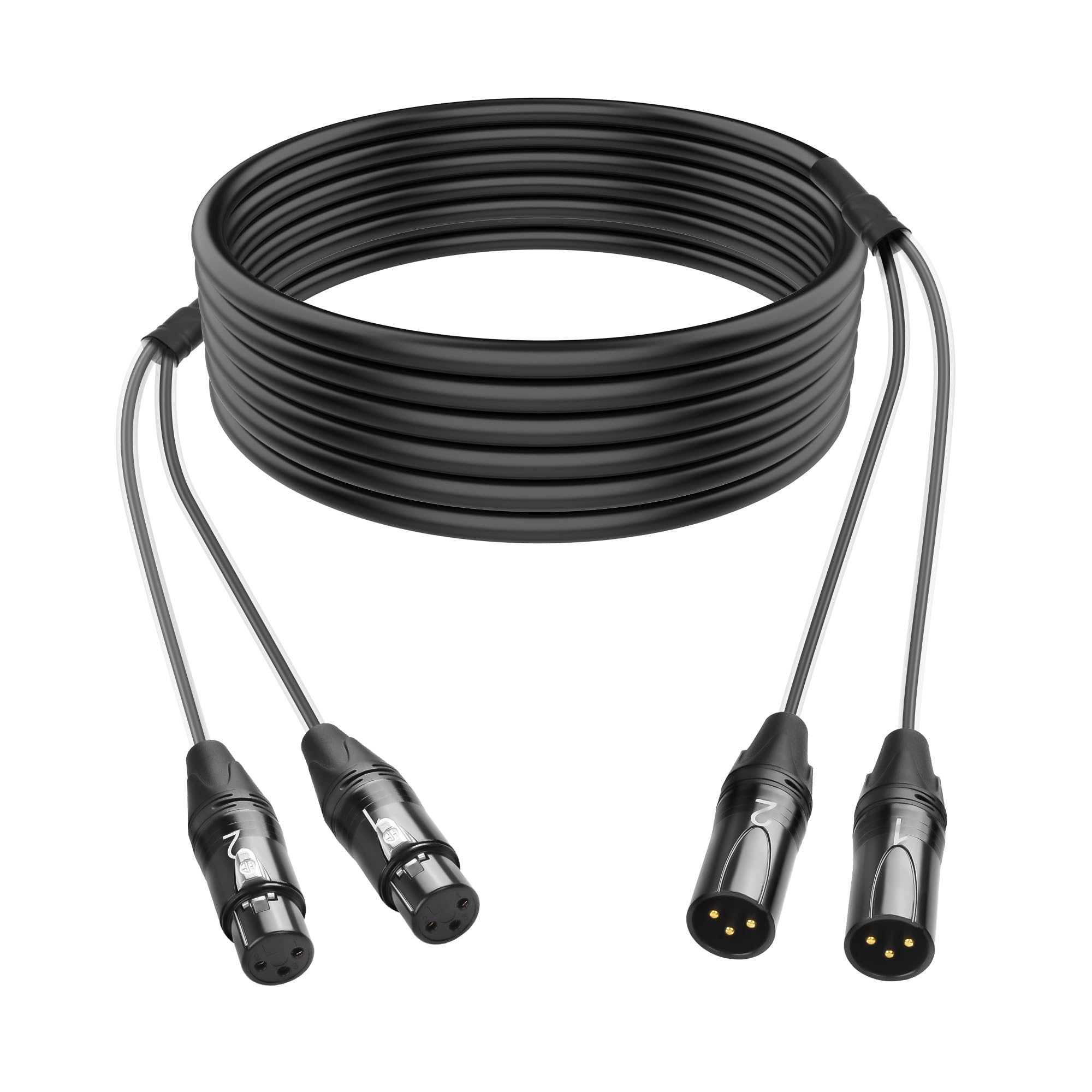XMSJSIY 2 Channel XLR Audio Snake 3 Pin XLR Male to Female Splitter Microphone Recording Snake Cable Patch Cord for Live Stage, Recording,Studios -2M/6.5FT (2 Channel)