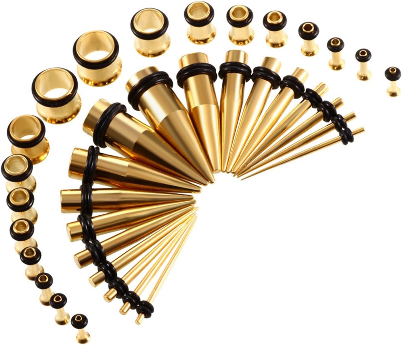 JDXNStainless Steel Ear Stretching Taper Tunnel Starter Kit - 36 Piece Set 14G - 00G